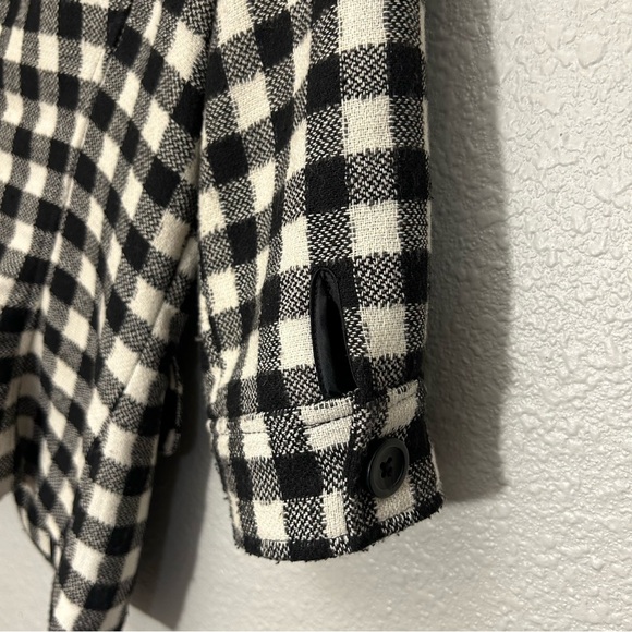 Anthropologie Burlapp Size 4 Wool Blend Black and cream checkered jacket - Picture 14 of 16